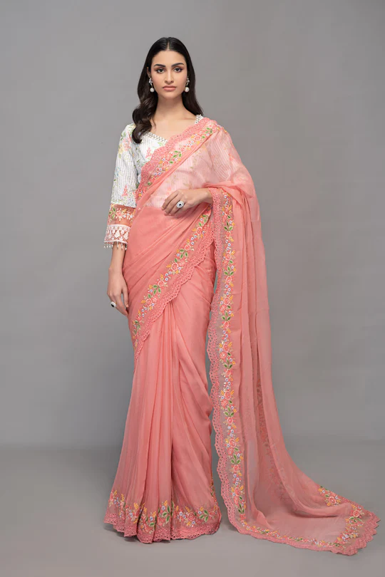 Model In Saree Pink Full